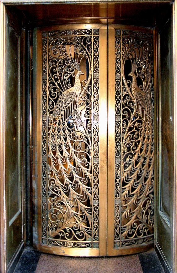 Antique Door with Peacock Design