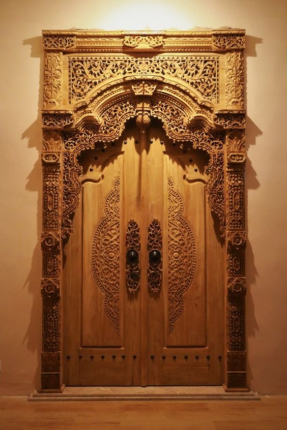 Antique Wooden Door with Brass Work