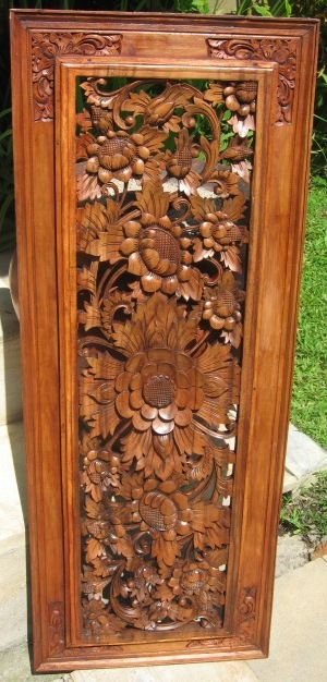 Carved Wooden Door with Floral Design