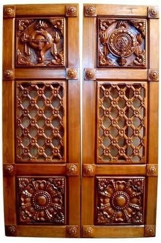 Carved Wooden Pooja Room Door Designs